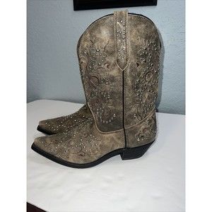 ROCKIN COUNTRY COLLECTION Womens Leather Studded Western Boots‎ Size 12M.